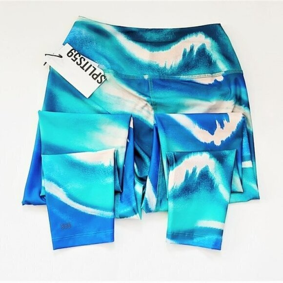 NWT SPLITS5 9 High Waist Moisture Wicking Ultra Soft Wave Print Bardot Leggings - Picture 6 of 7